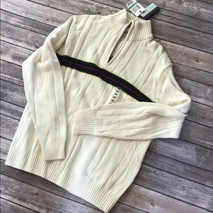 Geoffrey Beene NWT cream sweater w/half zip. L